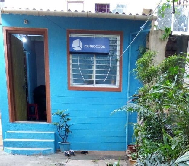 Cubiccode's first office a small blue room in Belagavi, 2016