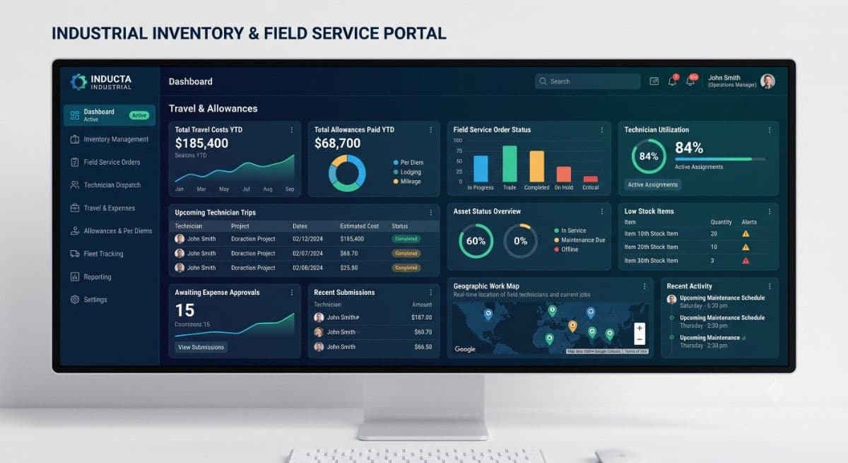 Industrial Inventory & Field Service platform interface